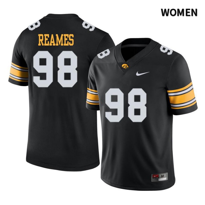Women's Iowa Hawkeyes NCAA #98 Chris Reames Black Authentic Nike Alumni Stitched College Football Jersey VB34A62BF